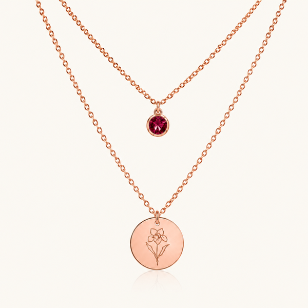 Birth Flower & Birth Stone Necklace