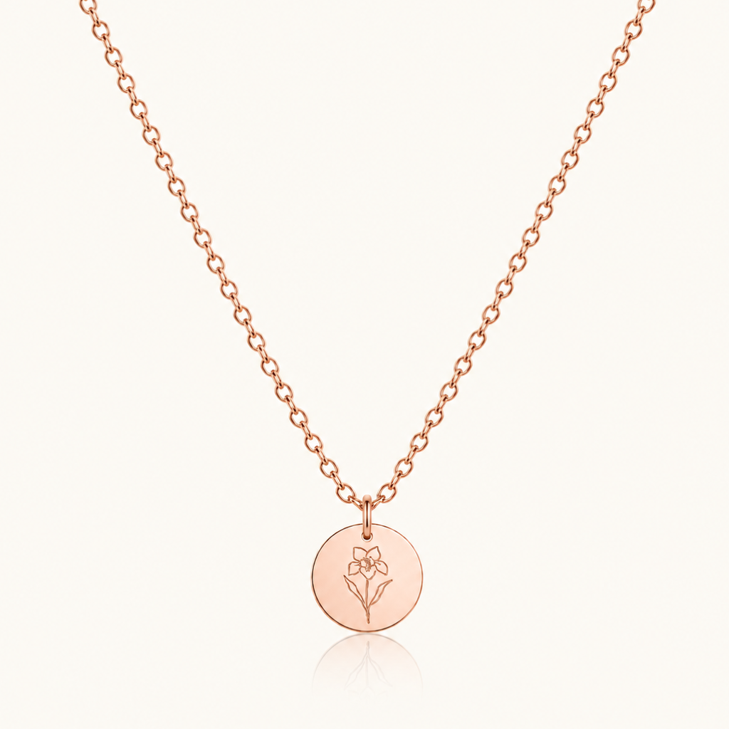 18k Rose Gold Birth Flower Necklace