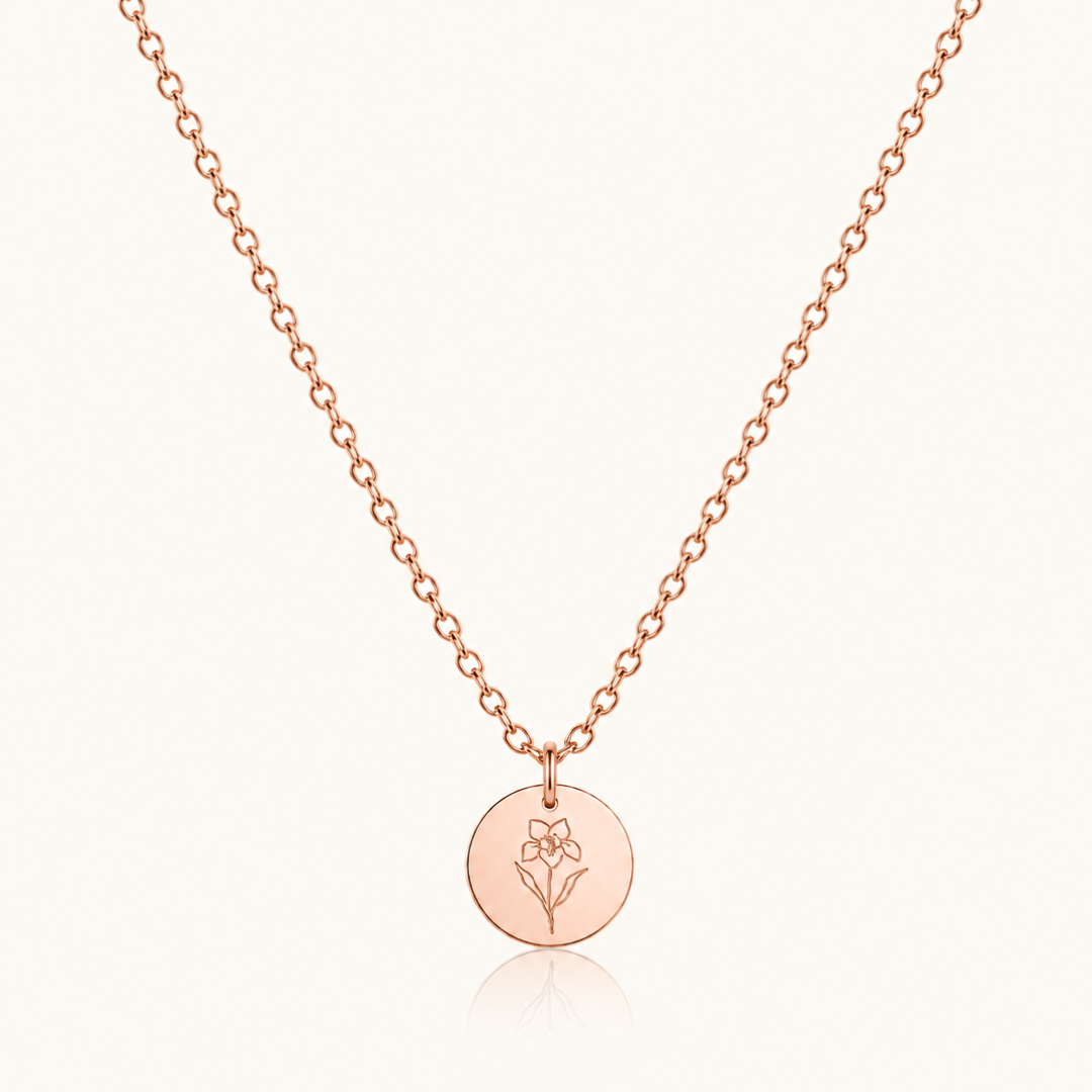 18k Rose Gold Birth Flower Necklace