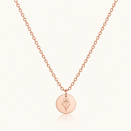 18k Rose Gold Birth Flower Necklace