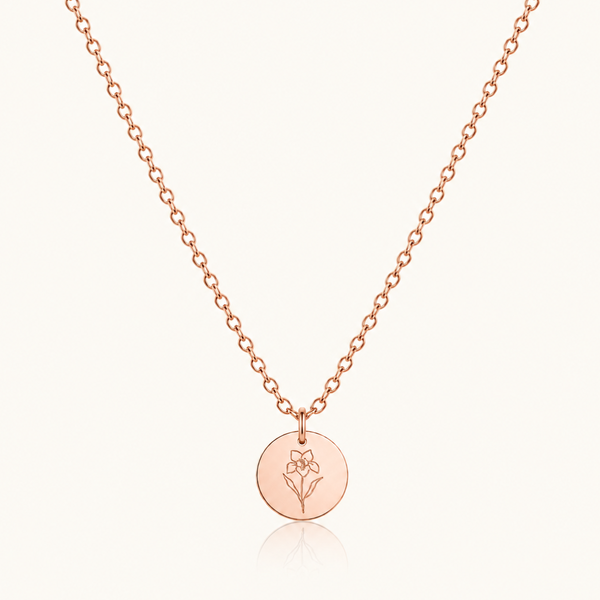 18k Rose Gold Birth Flower Necklace