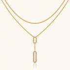 Golden Oval Drop Layered Necklace