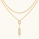 Golden Oval Drop Layered Necklace