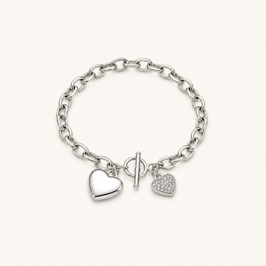 Heart Lock Bracelet - Rhodium Fine