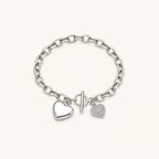 Heart Lock Bracelet - Rhodium Fine