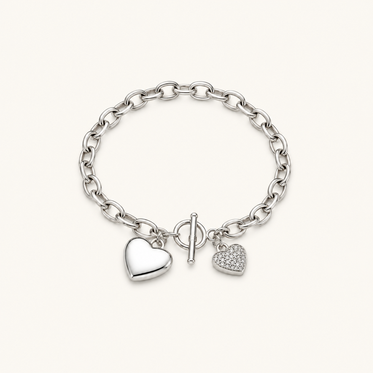 Heart Lock Bracelet - Rhodium Fine