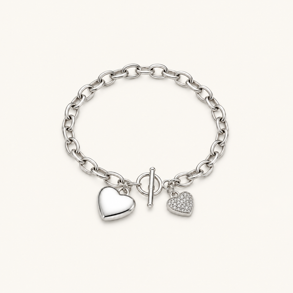 Heart Lock Bracelet - Rhodium Fine