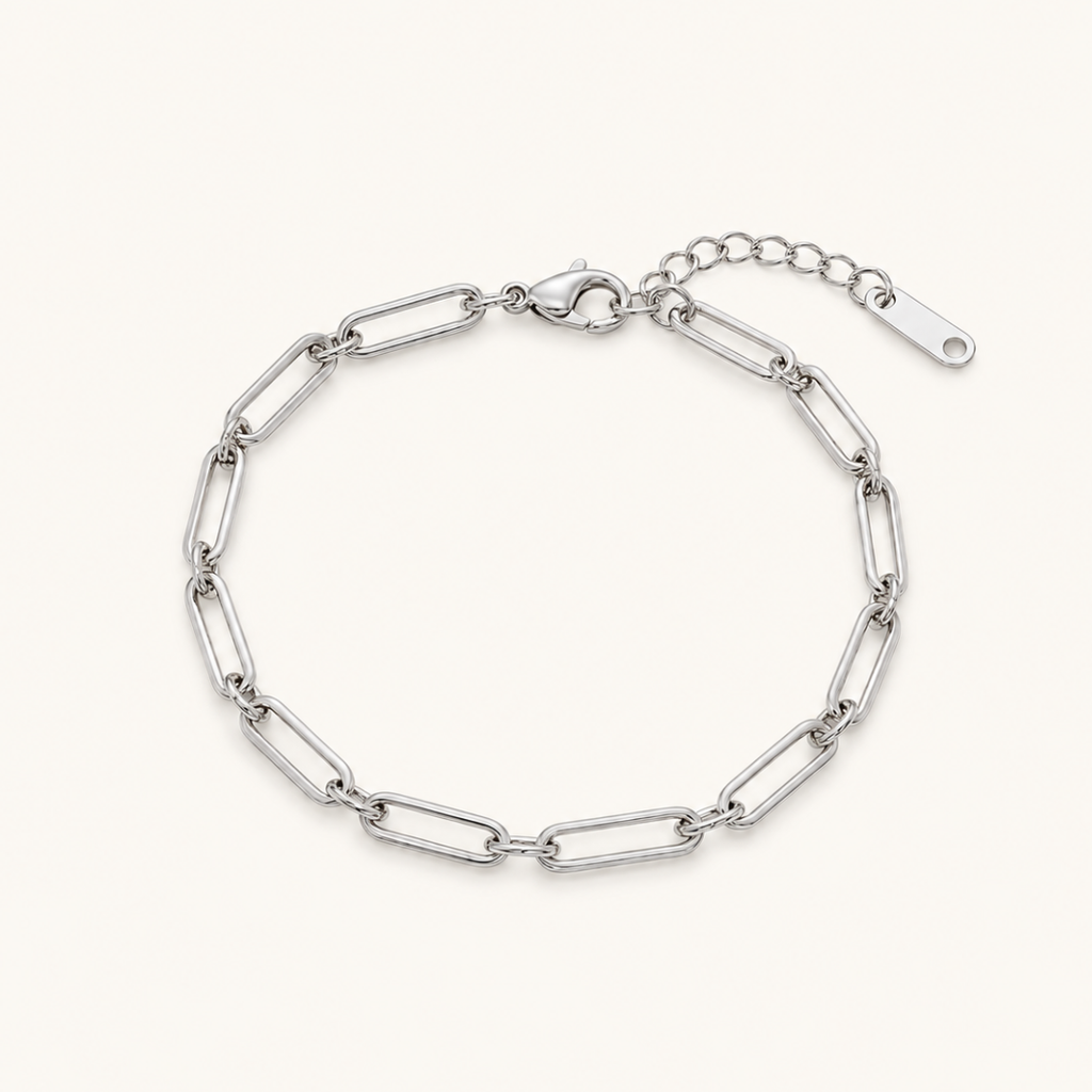 Paper Link bracelet - Rhodium Plated