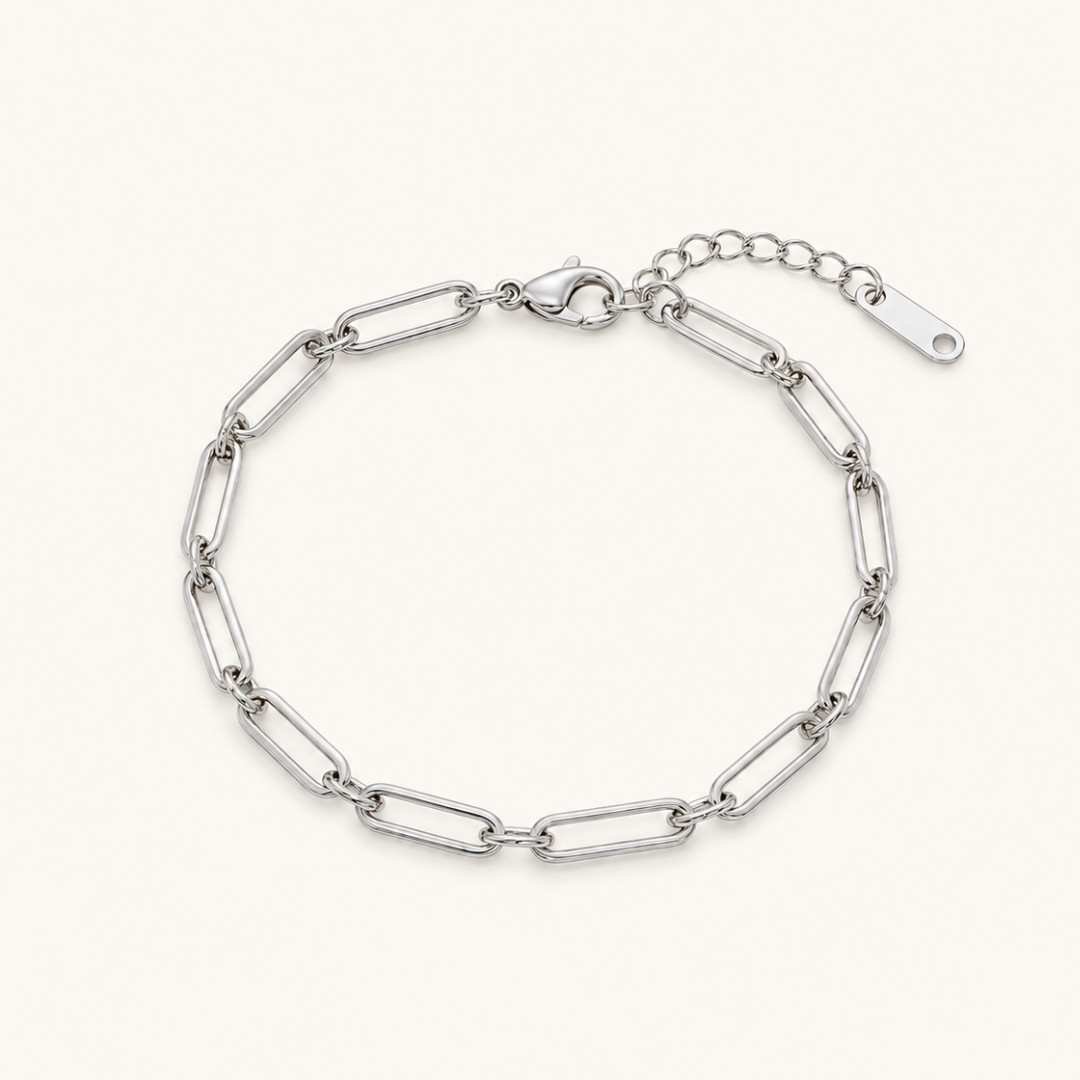 Paper Link bracelet - Rhodium Plated