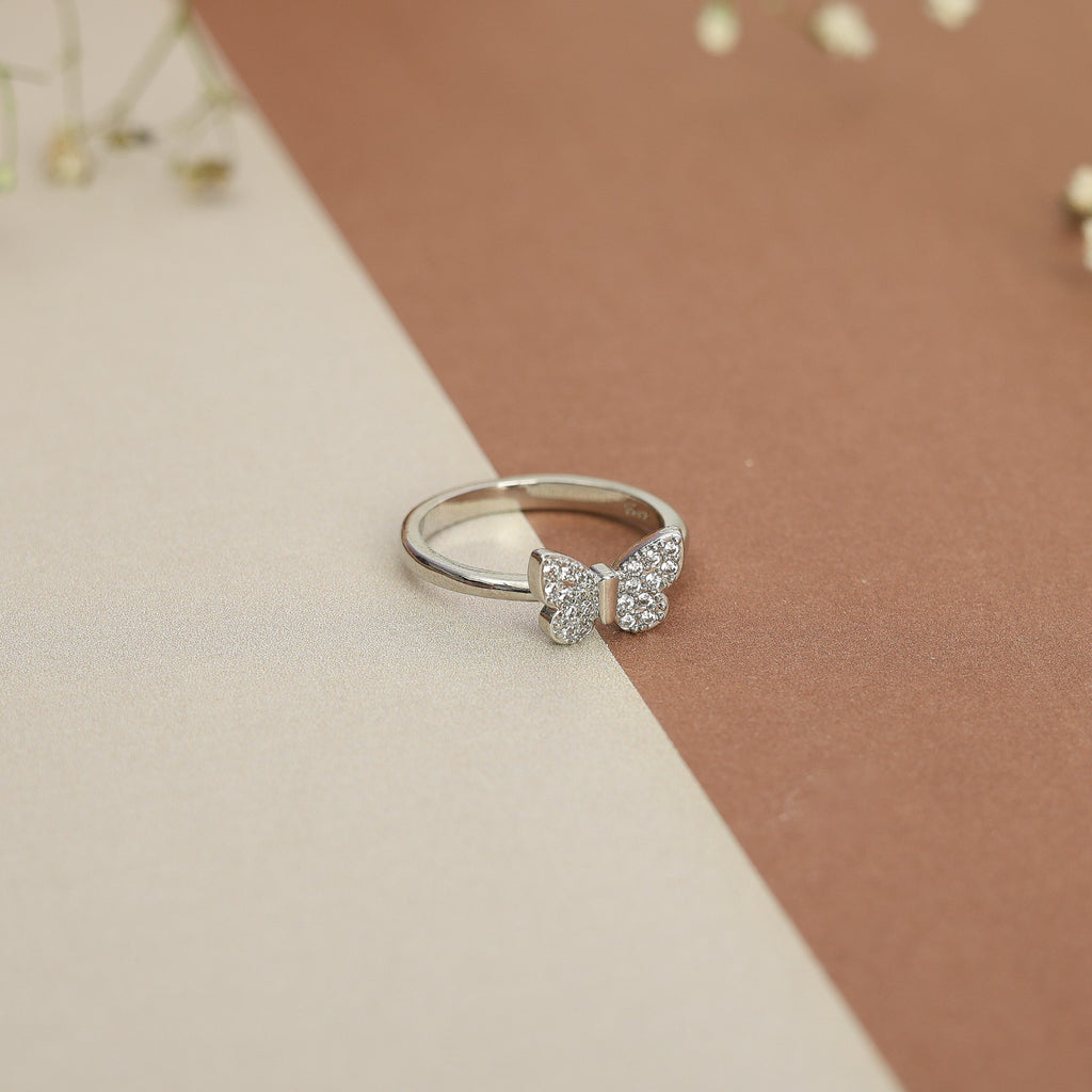 Minimalistic Butterfly Zircon Ring
