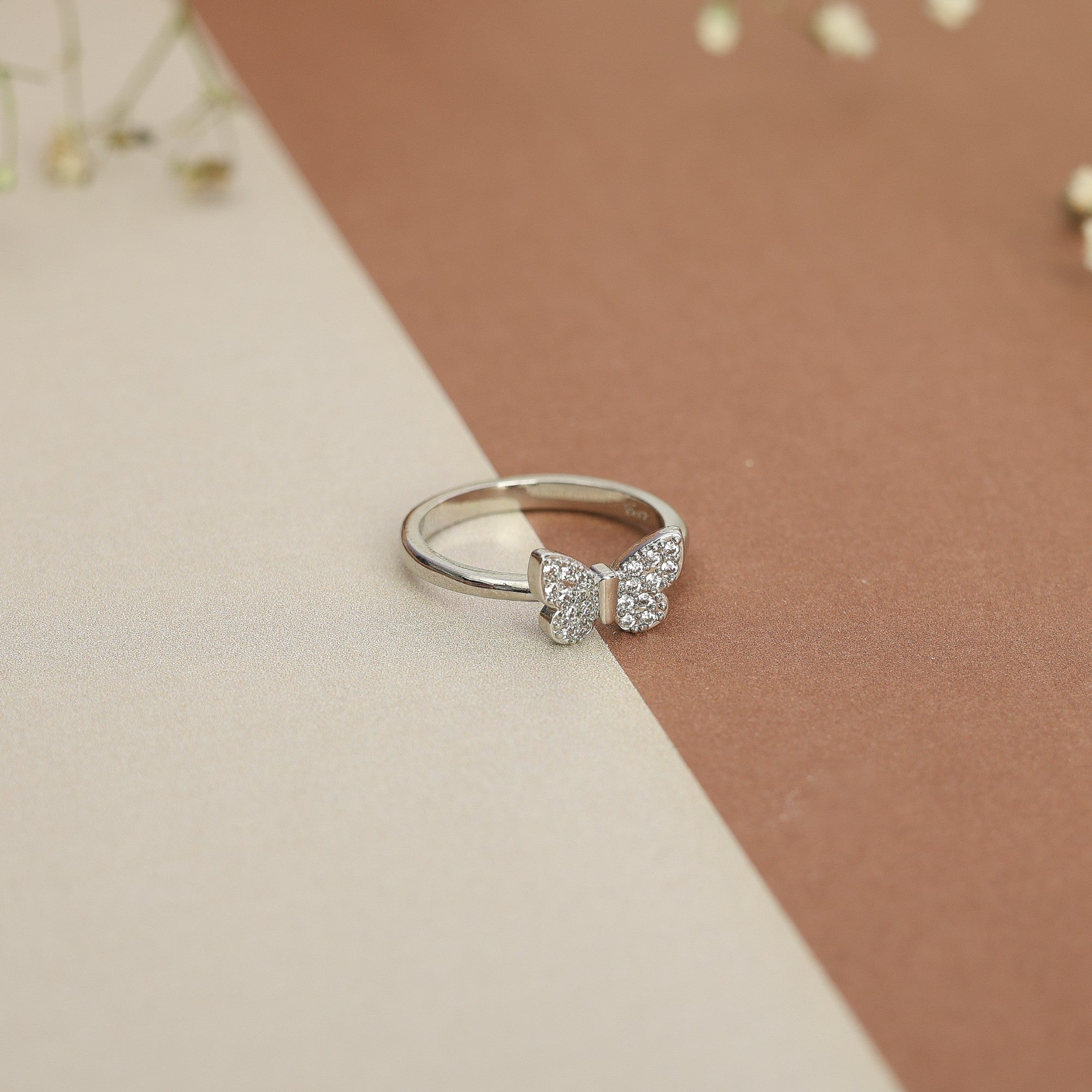 Minimalistic Butterfly Zircon Ring