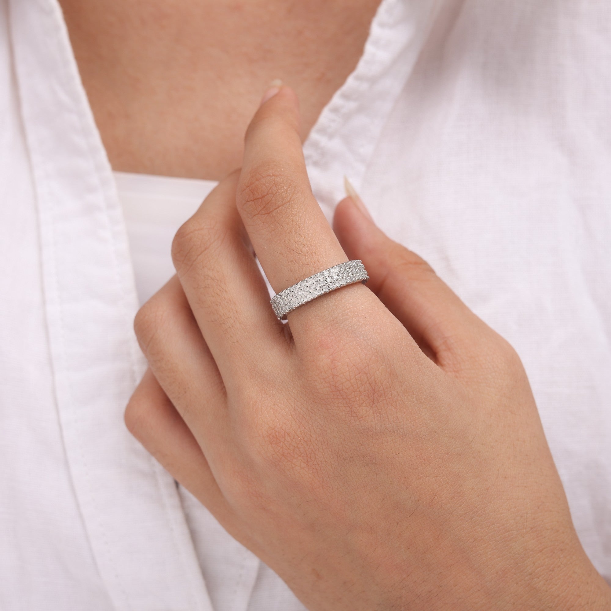 Three-Row Pave Statement Ring