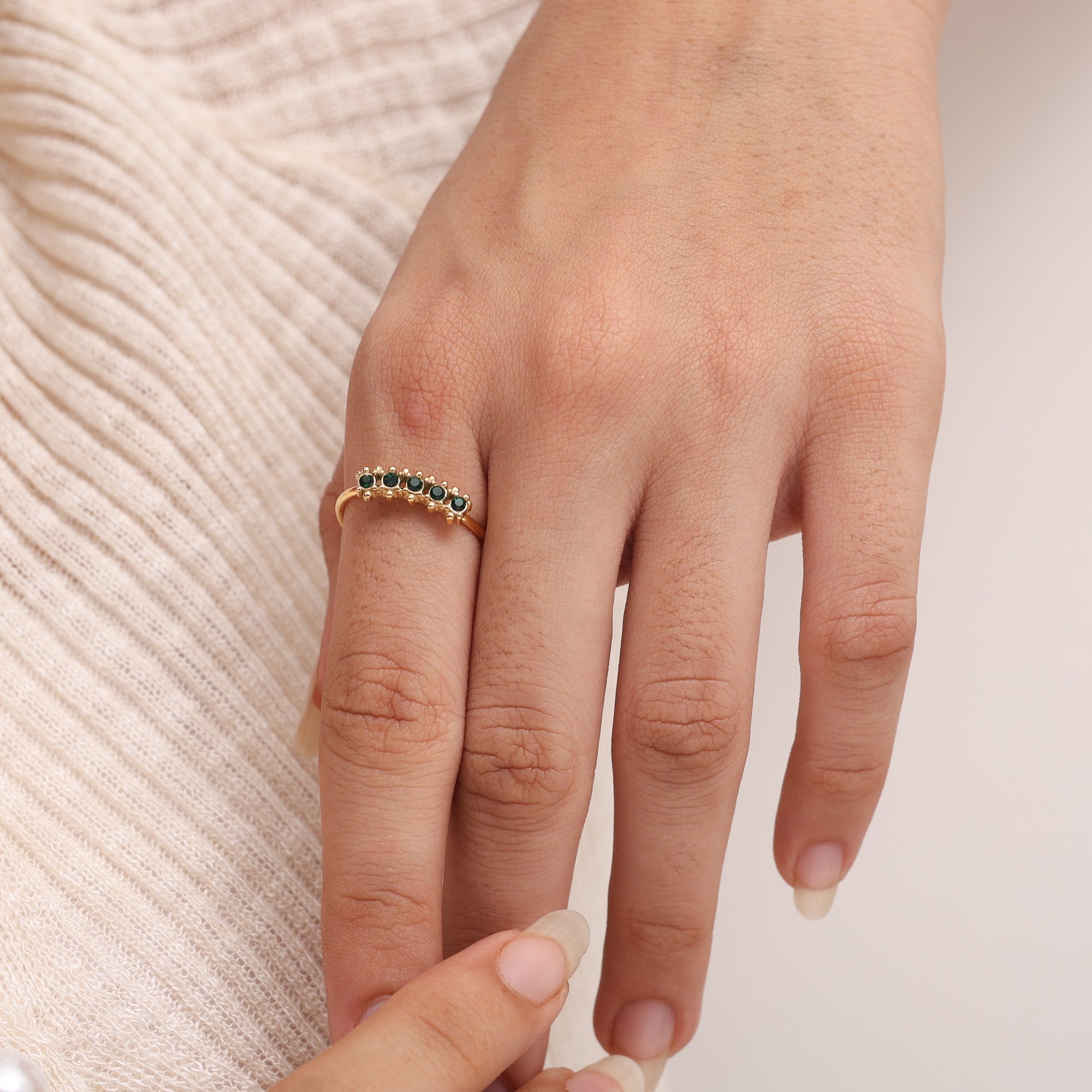 Green Zircon Bloom Ring