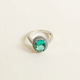 Oval Emrald Zircon Halo Ring