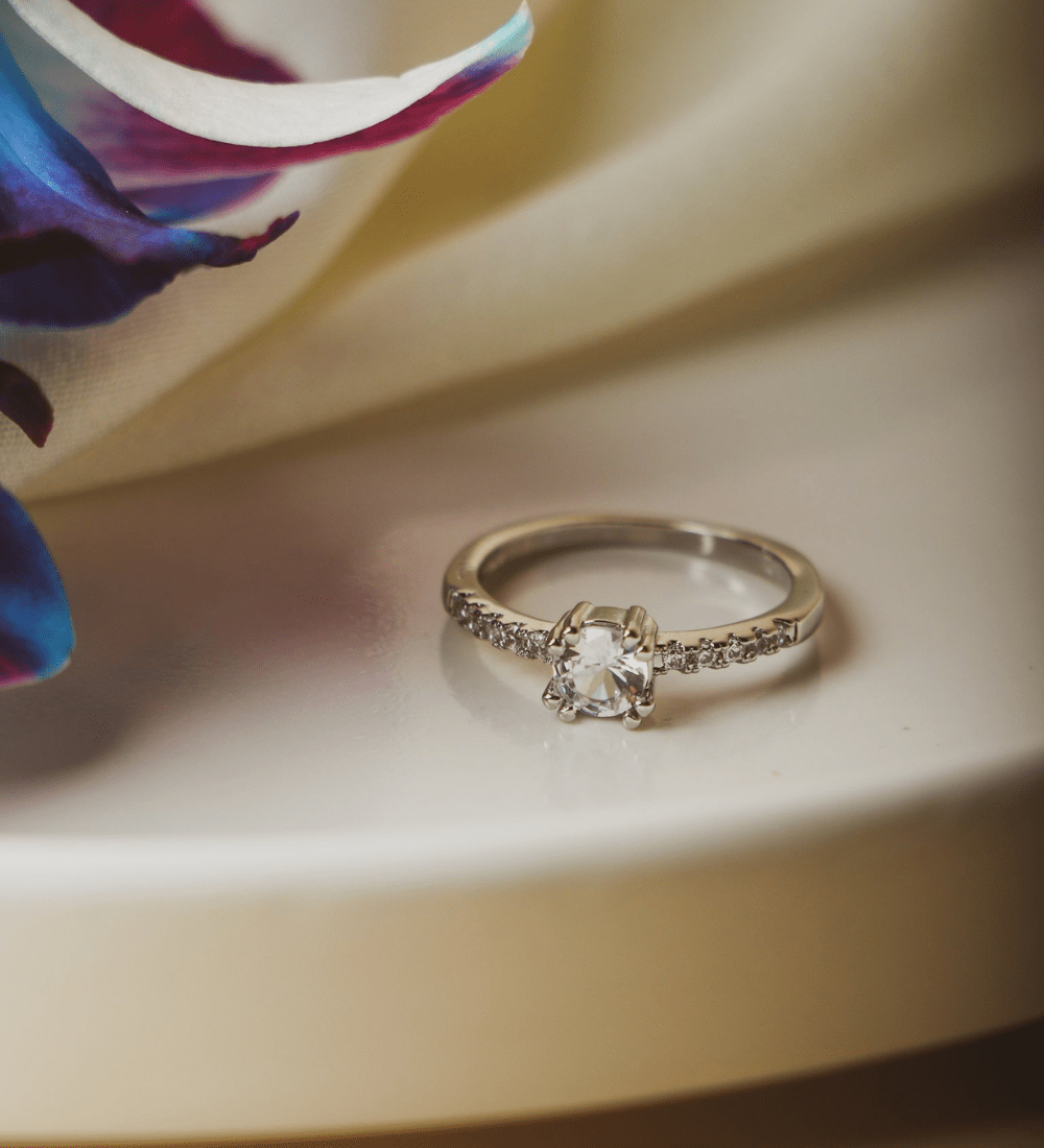 Linear Pave Zircon Ring