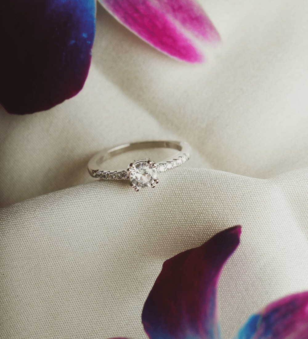 Linear Pave Zircon Ring