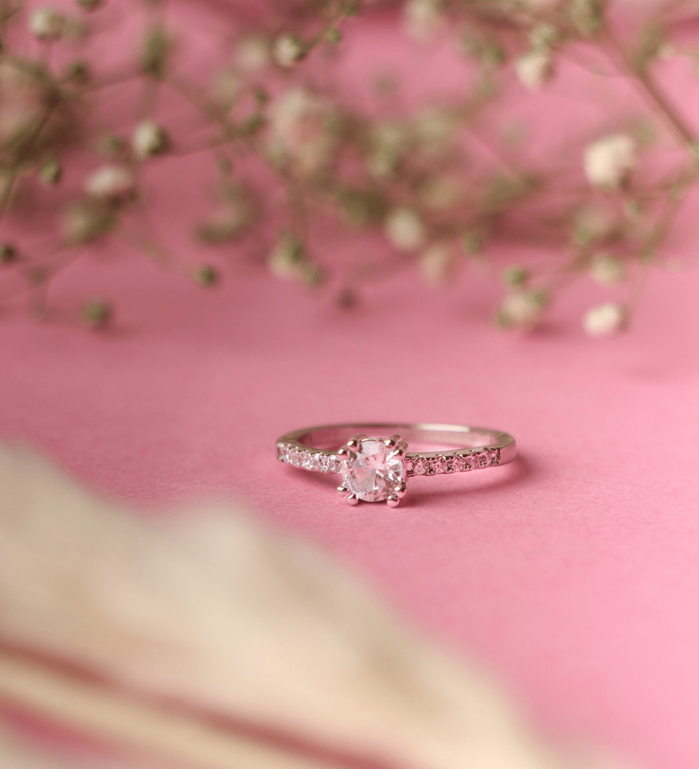 Linear Pave Zircon Ring