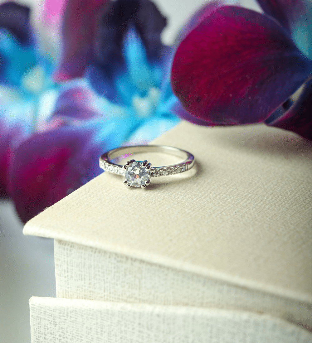 Linear Pave Zircon Ring