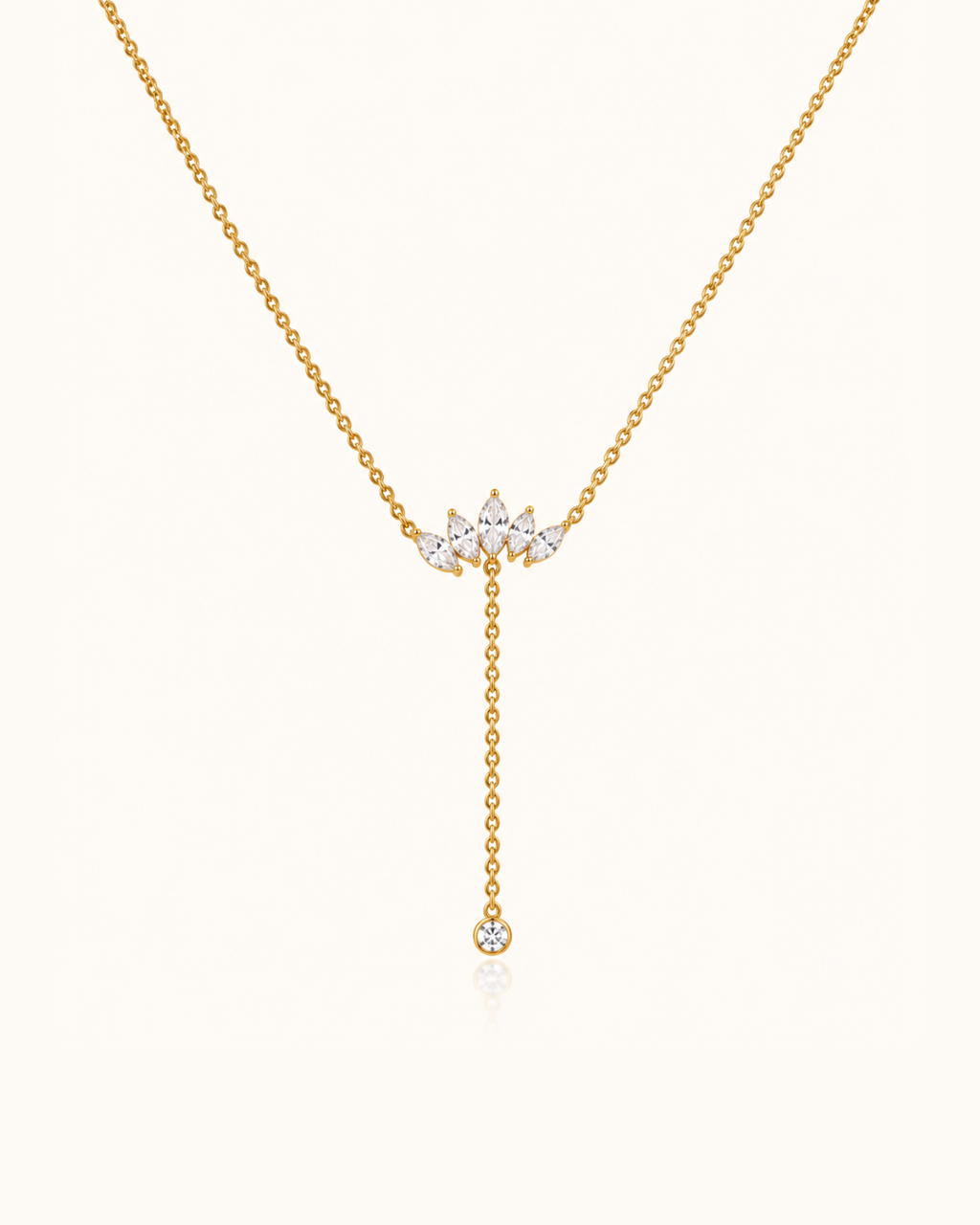 Crystal Drop Necklace - 18k Gold ( Demi Fine )