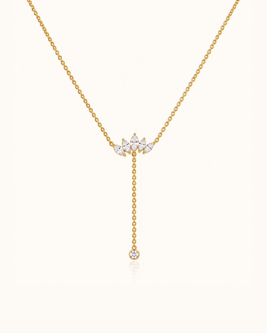 Crystal Drop Necklace - 18k Gold ( Demi Fine )