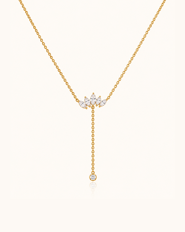Crystal Drop Necklace - 18k Gold ( Demi Fine )