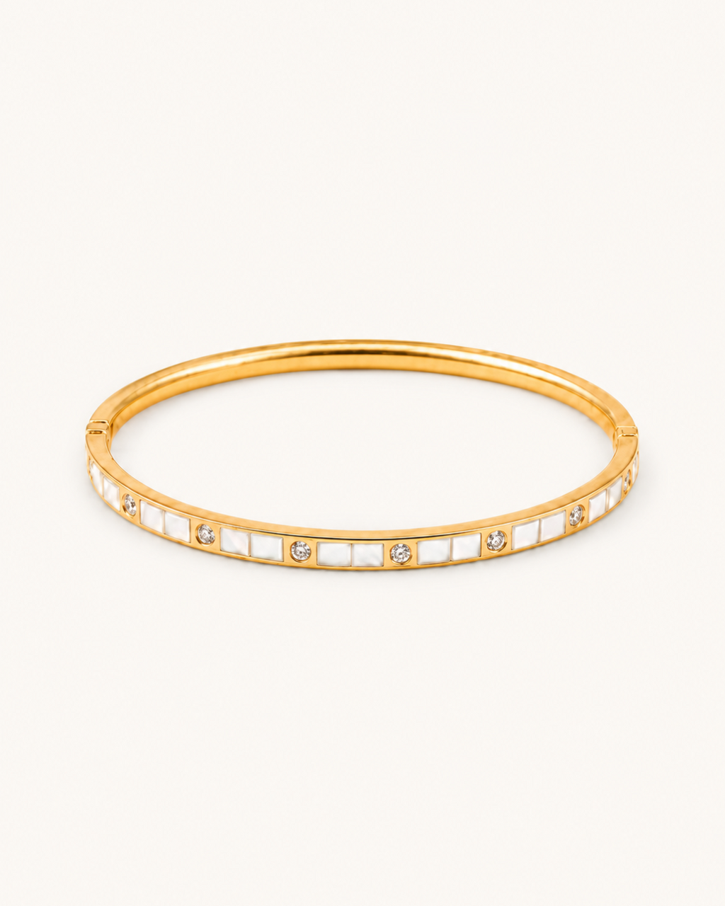 White Crystal Kada - 18k Gold (Demi Fine)
