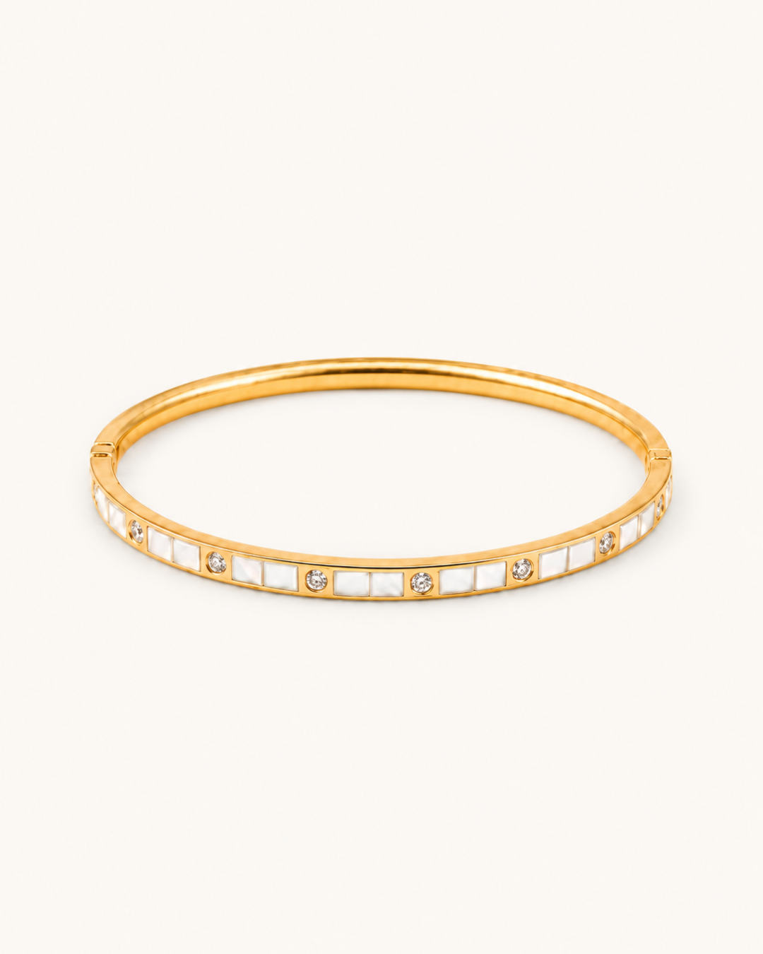 White Crystal Kada - 18k Gold (Demi Fine)