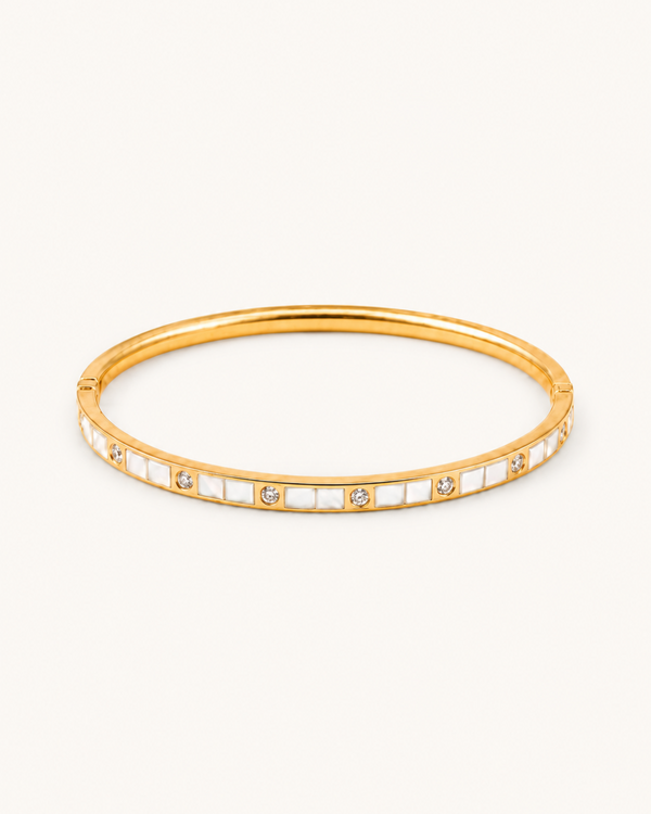 White Crystal Kada - 18k Gold (Demi Fine)