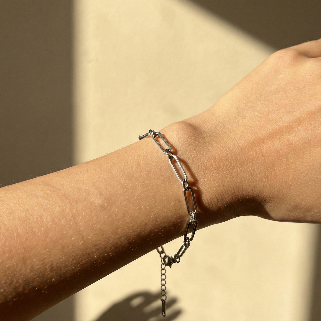 Silver Paperclip Chain Bracelet