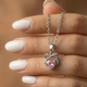 Rhodium-Plated Pink Zircon Heart Diamond Necklace