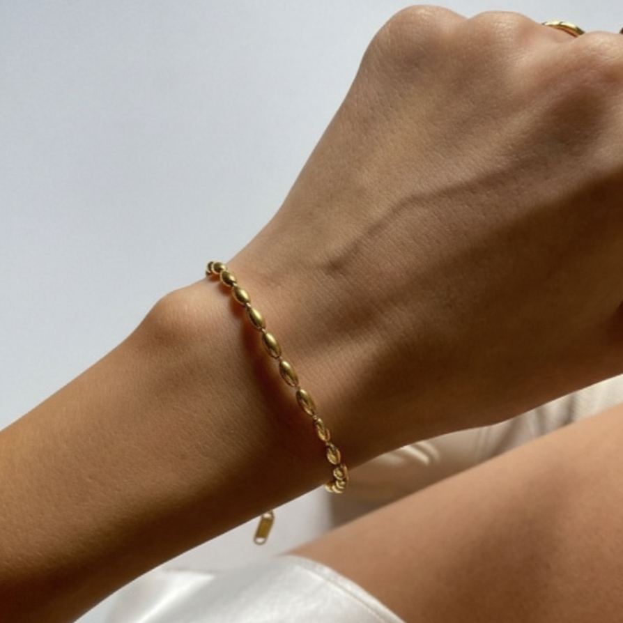 Gold Beaded Chain Bracelet