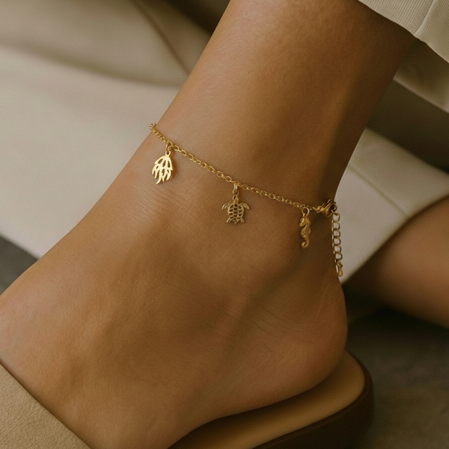 Turtle Seahorse Shine Anklet