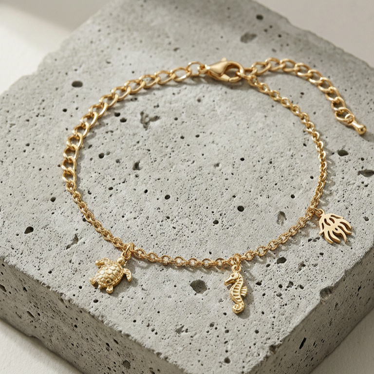 Turtle Seahorse Shine Anklet