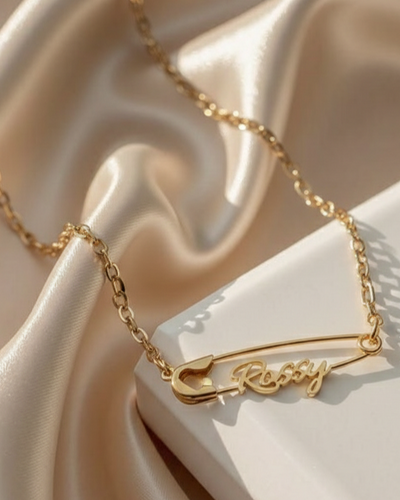 Safety Pin Name Necklace
