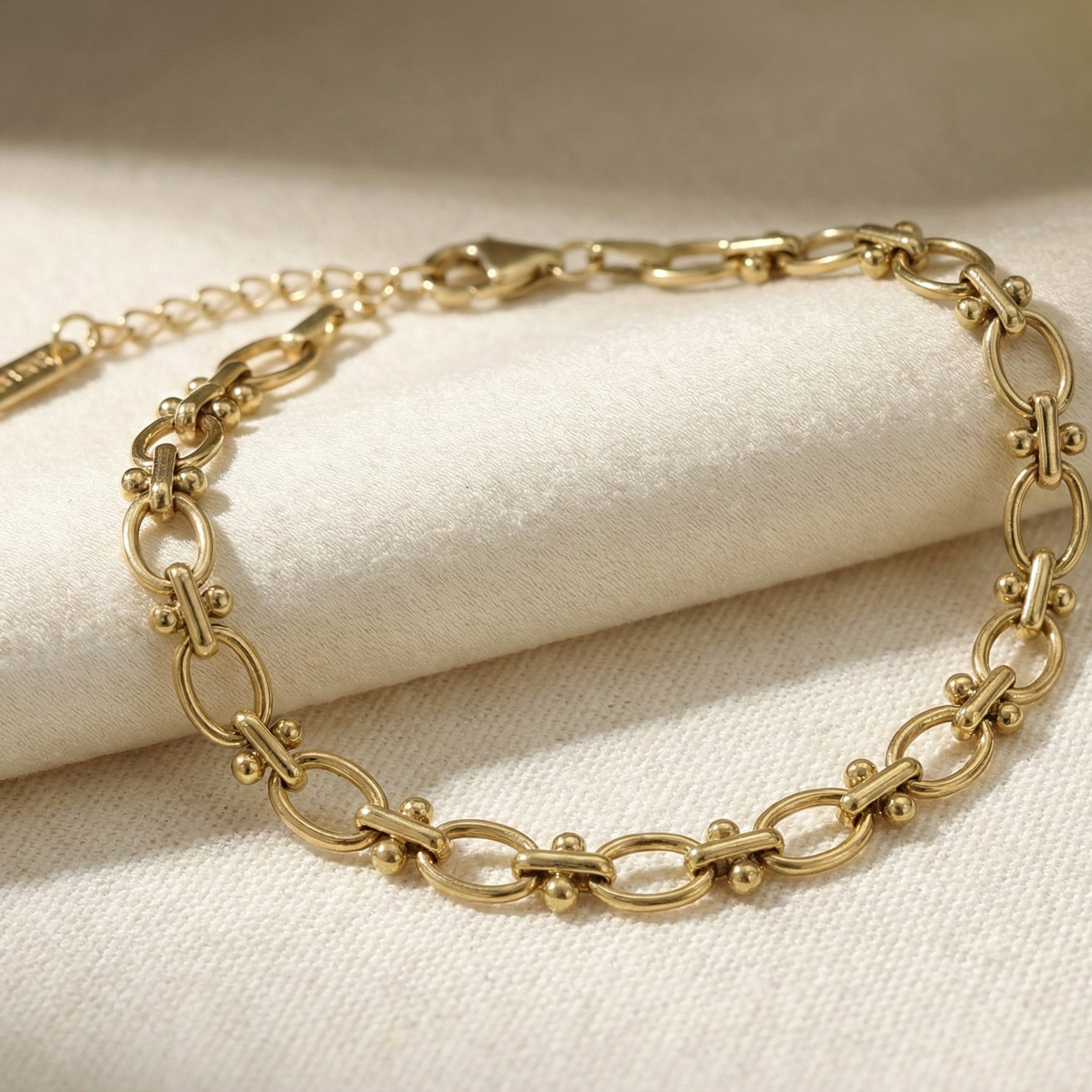 Gold Beaded Link Bracelet