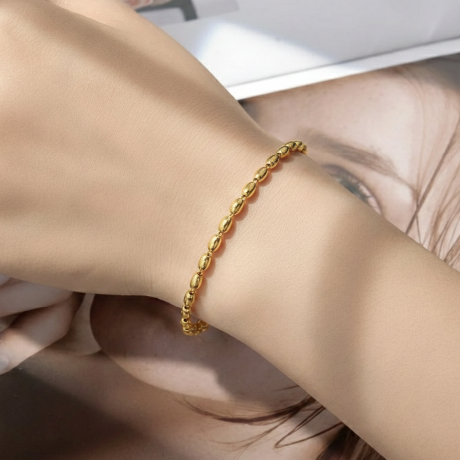 Gold Beaded Chain Bracelet
