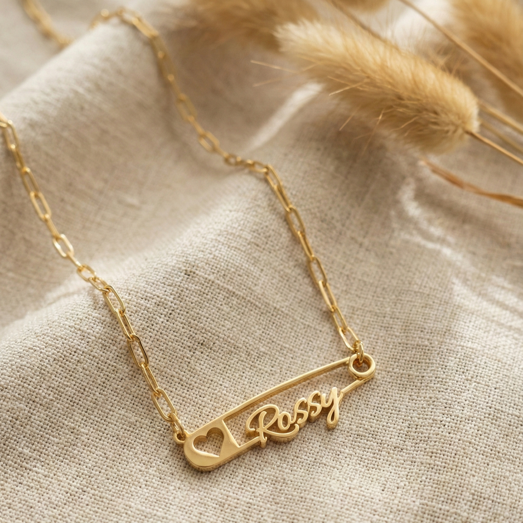 Safety Pin Name Necklace