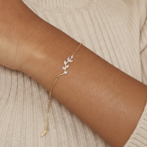 Pink Leaf Charm Bracelet
