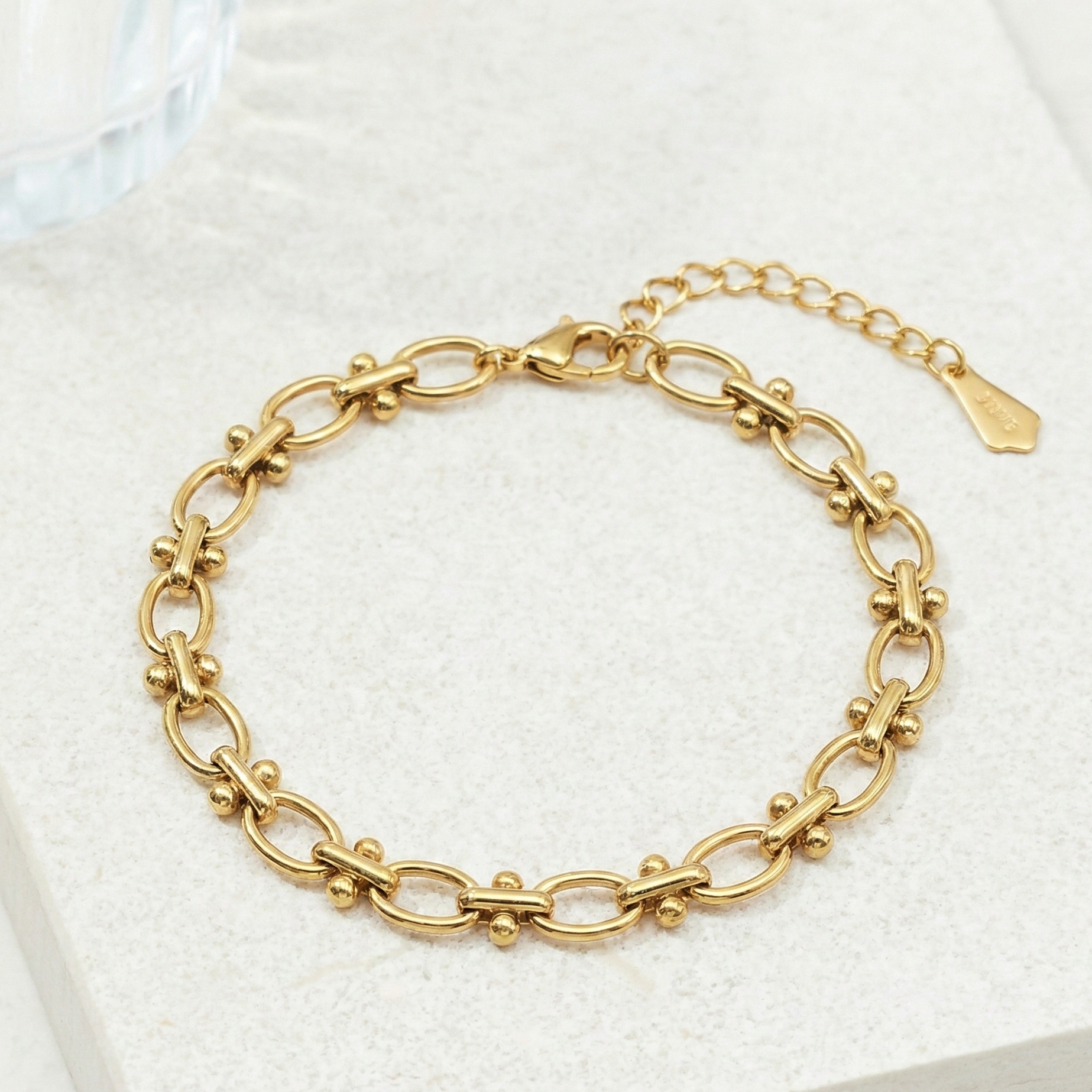 Gold Beaded Link Bracelet