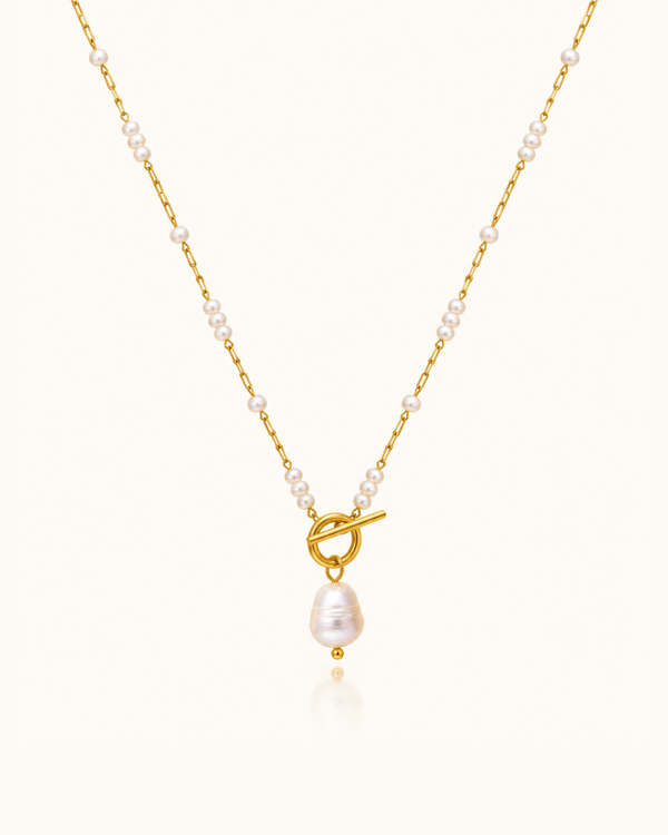 Pearl Toggle Necklace - 18k Gold ( Demi Fine )