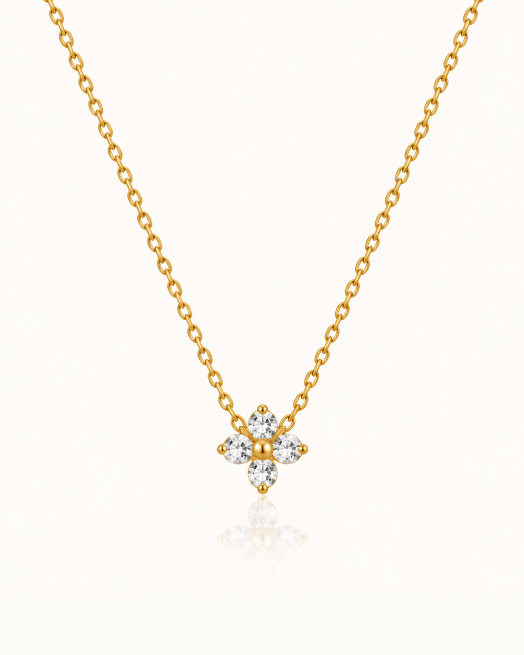 Clover Crystal Necklace - 18k Gold ( Demi Fine )