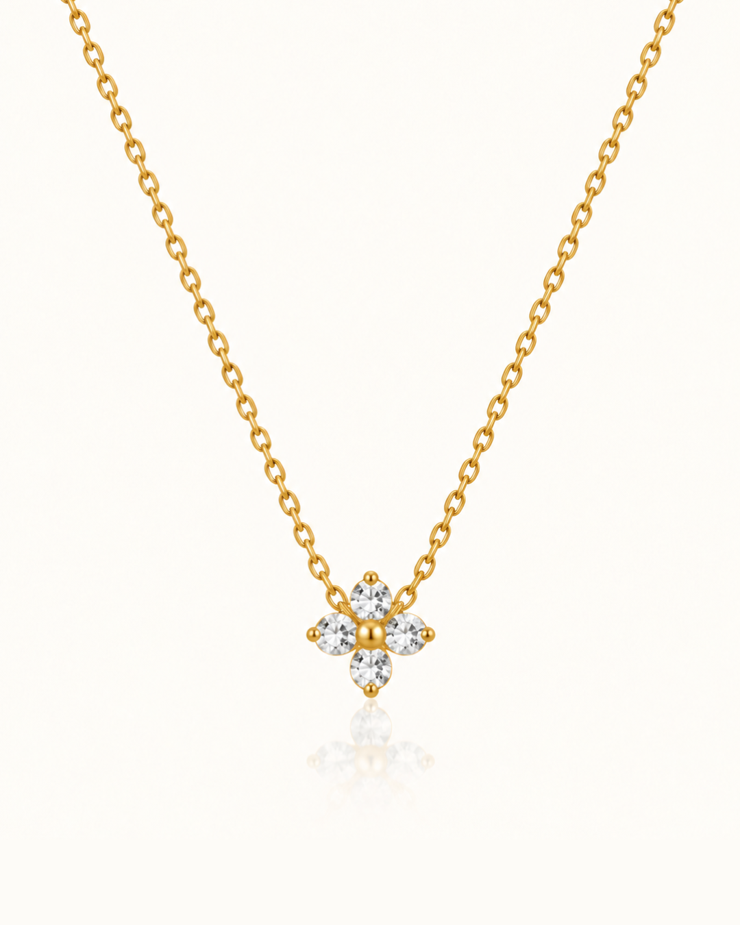 Clover Crystal Necklace - 18k Gold ( Demi Fine )