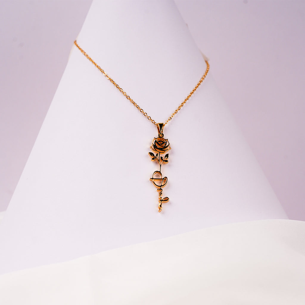 Golden Rose Name Necklace