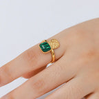 Emerald Marble Ring - 18k Gold (Demi Fine)