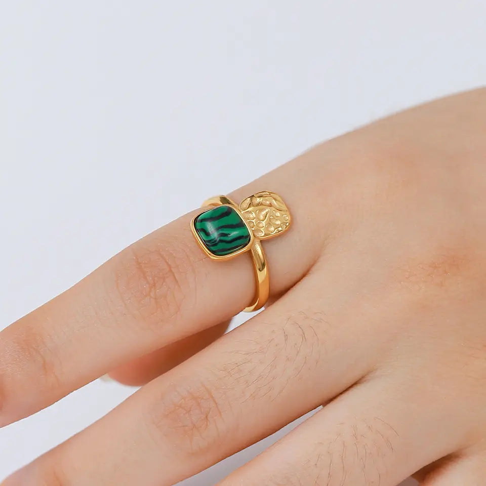 Tiger Eye Malachite Ring