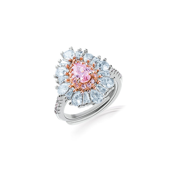 Pink Teardrop Halo Ring