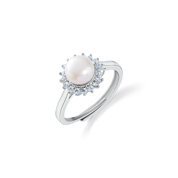 Luminous Pearl Halo Ring