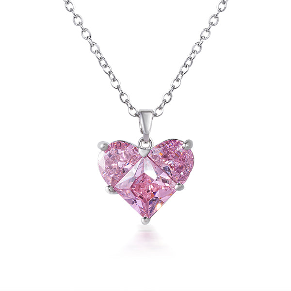 Pink Zircon Heart Pendant Necklace