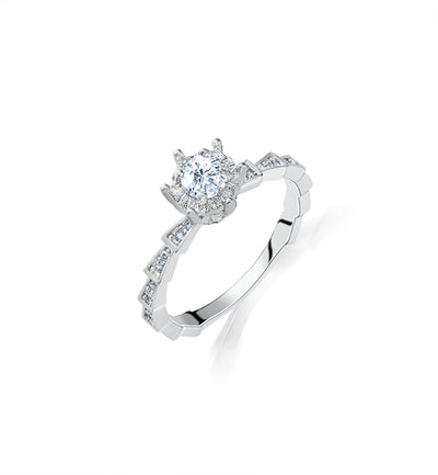 Geometric Halo Zircon Ring