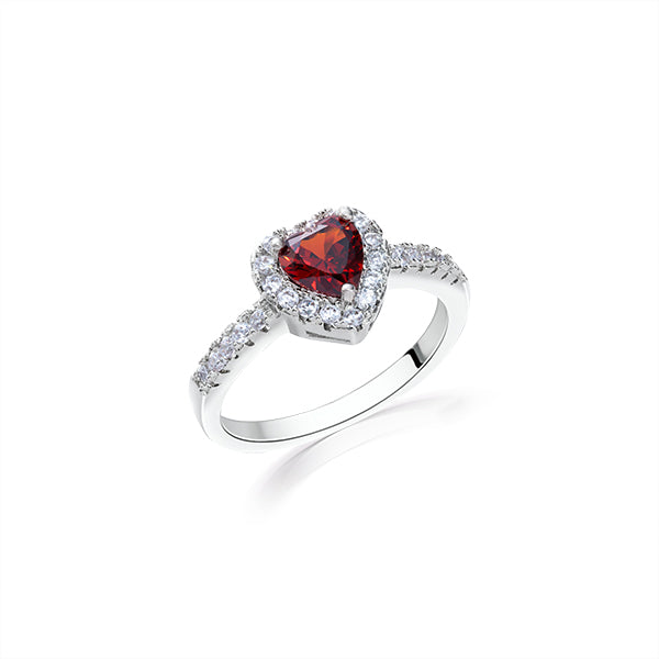 Red Heart Zircon Ring